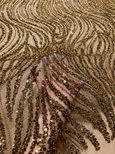 Dantela Couture Antik Arany Lineáris Mintával, Gyöngyökkel és Flitterekkel